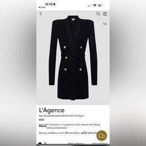L'AGENCE Black Metallic NOE Cardigan